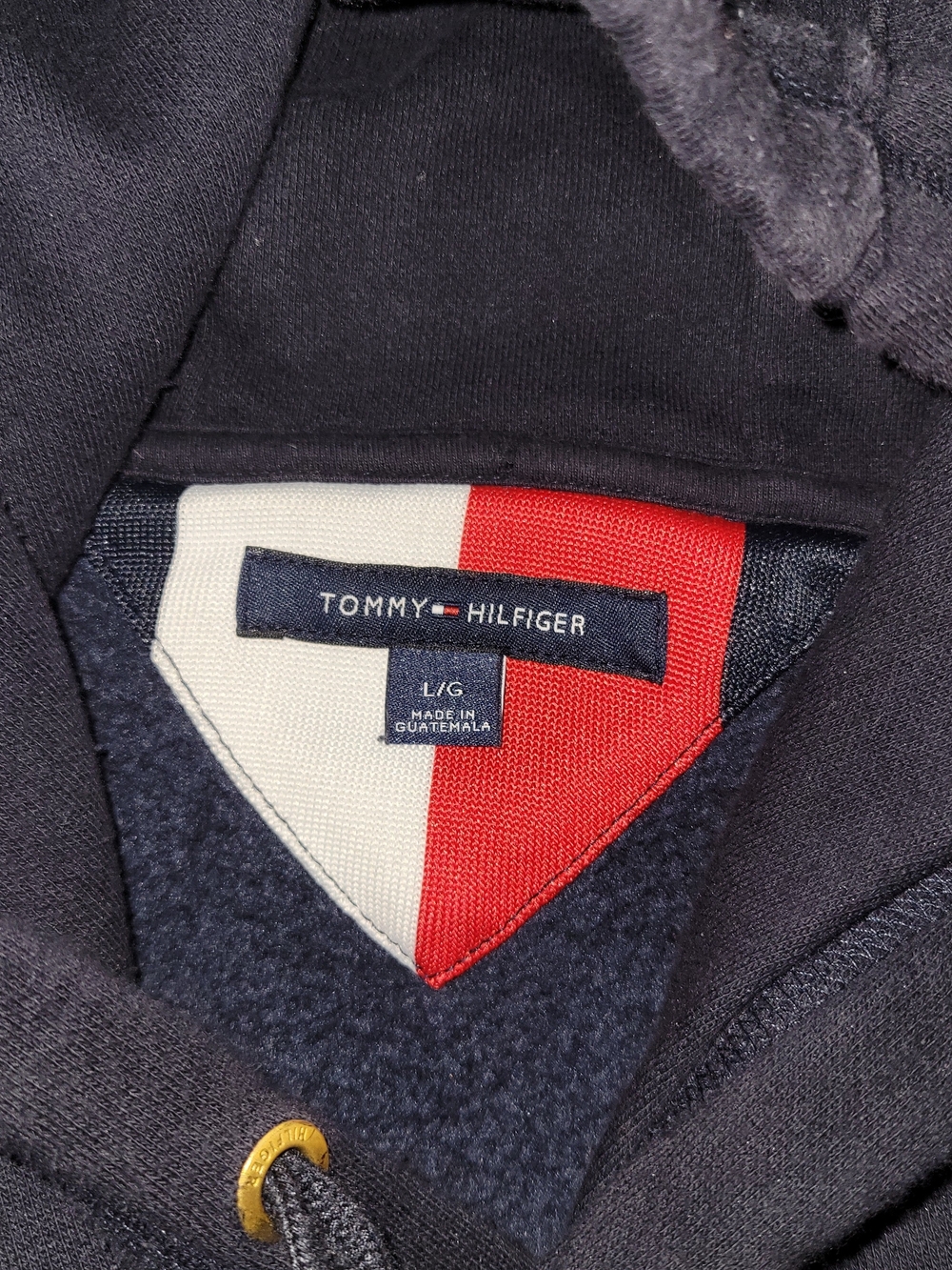 Tommy Hilfiger Men's Pullover Hoodie Circle Crest Logo Navy, Size Large - Picture 2 of 4